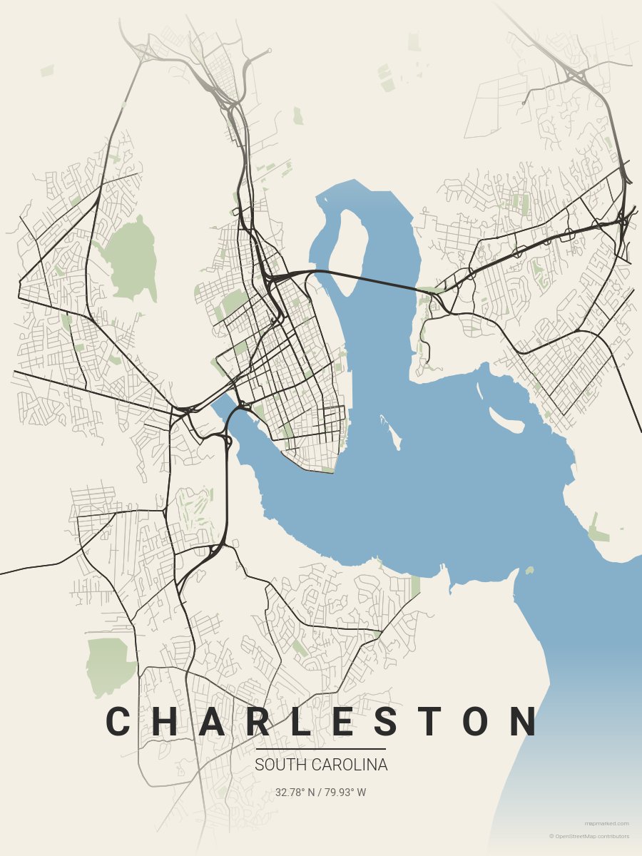 Charleston map art